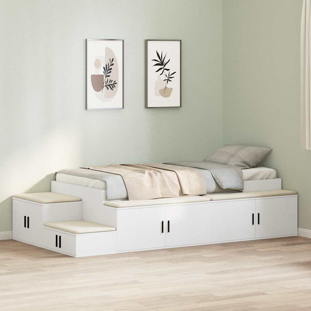 Cadre de lit avec rangement Blanc 75 cm Bois d'ingénierie - XIOS