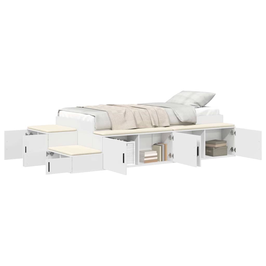 Cadre de lit avec rangement Blanc 75 cm Bois d'ingénierie - XIOS
