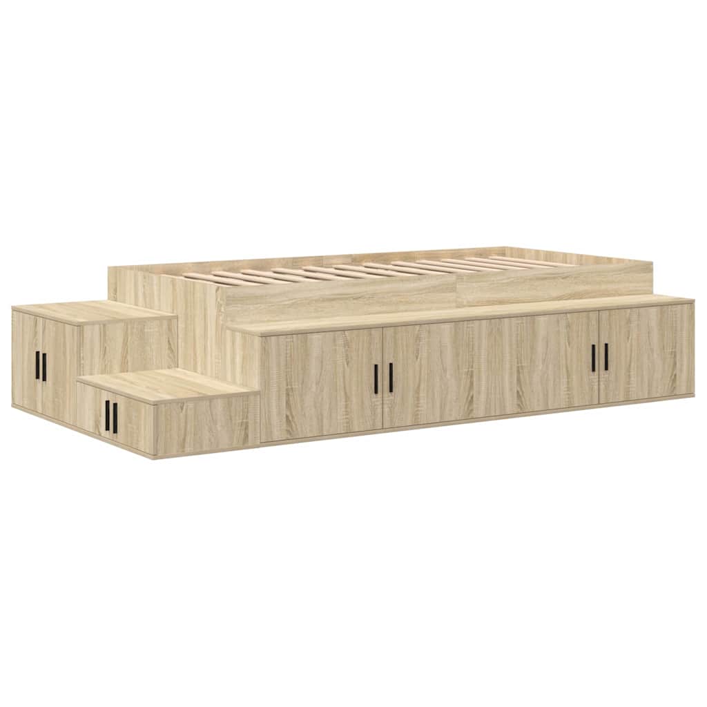 Cadre de lit avec rangement avec étagère Chêne Sonoma 75 cm