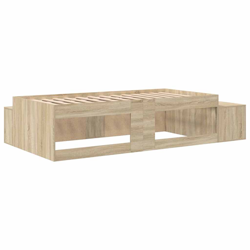 Cadre de lit avec rangement avec étagère Chêne Sonoma 75 cm