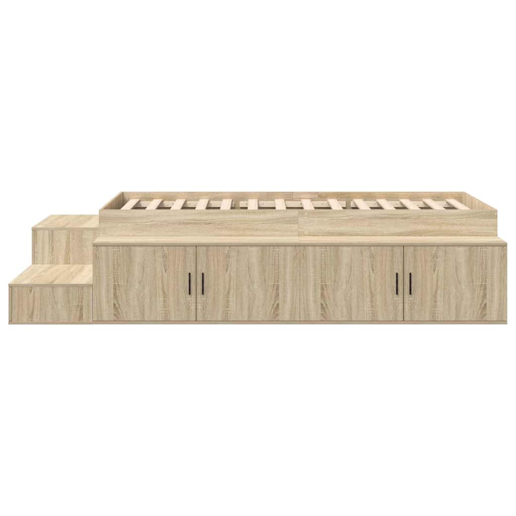Cadre de lit avec rangement avec étagère Chêne Sonoma 75 cm