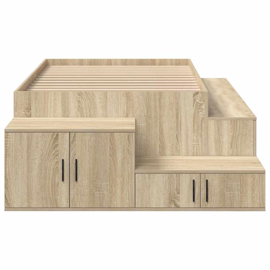 Cadre de lit avec rangement avec étagère Chêne Sonoma 75 cm