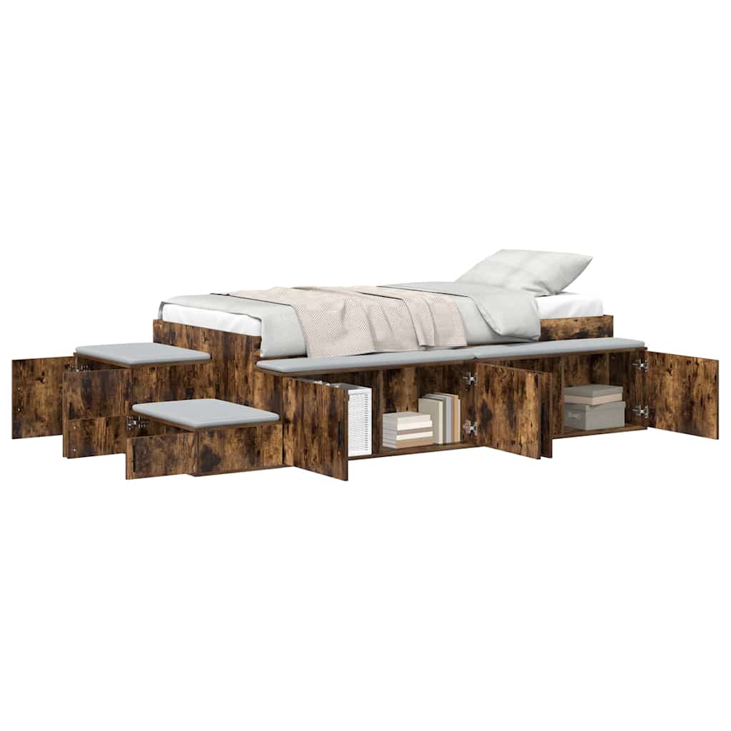 Cadre de lit avec rangement Chêne fumé 234 x 103 x 53.5 cm - XIOS