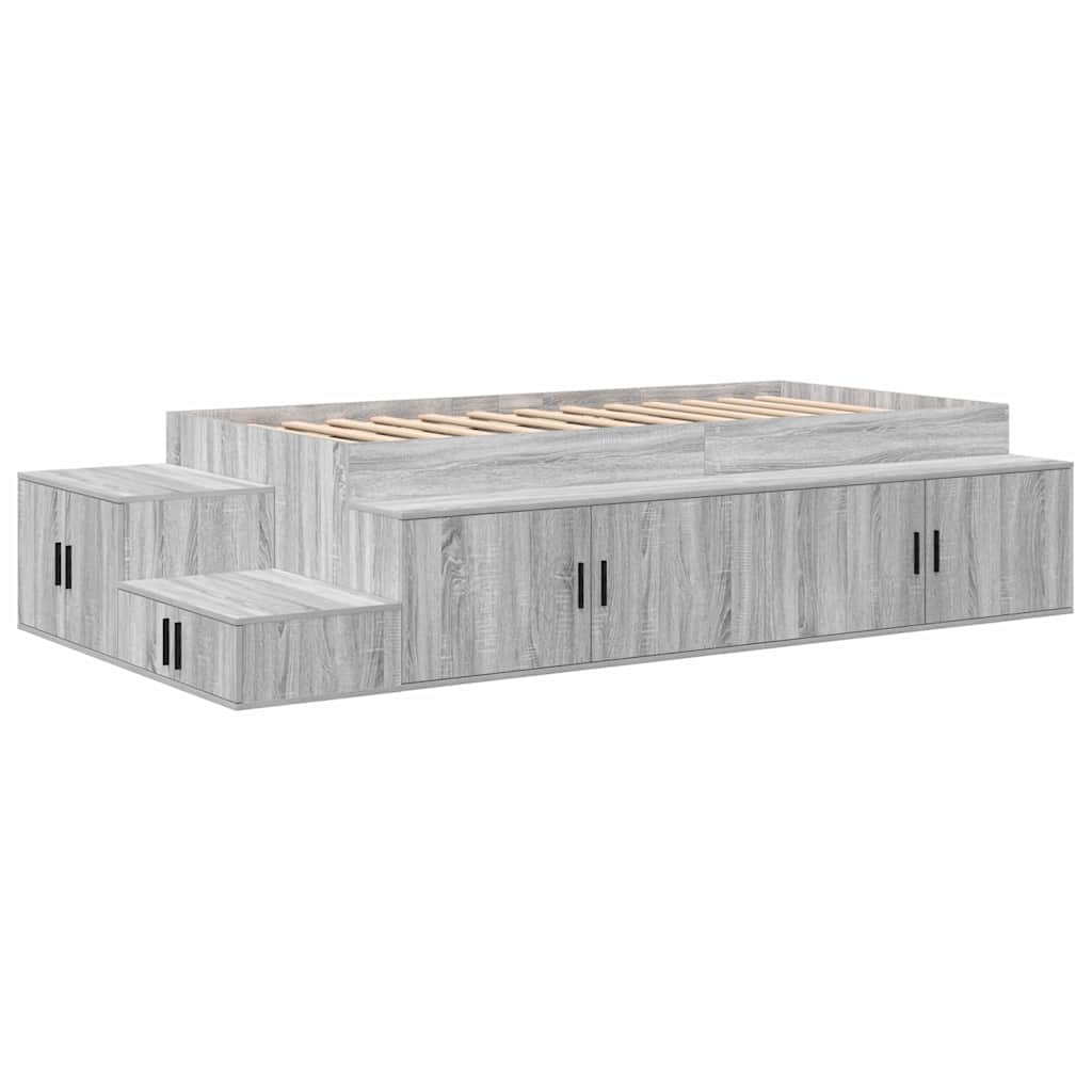 Cadre de lit avec rangement Gris Sonoma 75 cm Bois d'ingénierie - XIOS