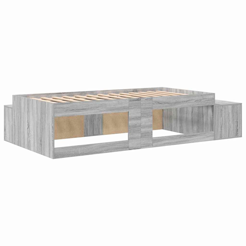 Cadre de lit avec rangement Gris Sonoma 75 cm Bois d'ingénierie - XIOS