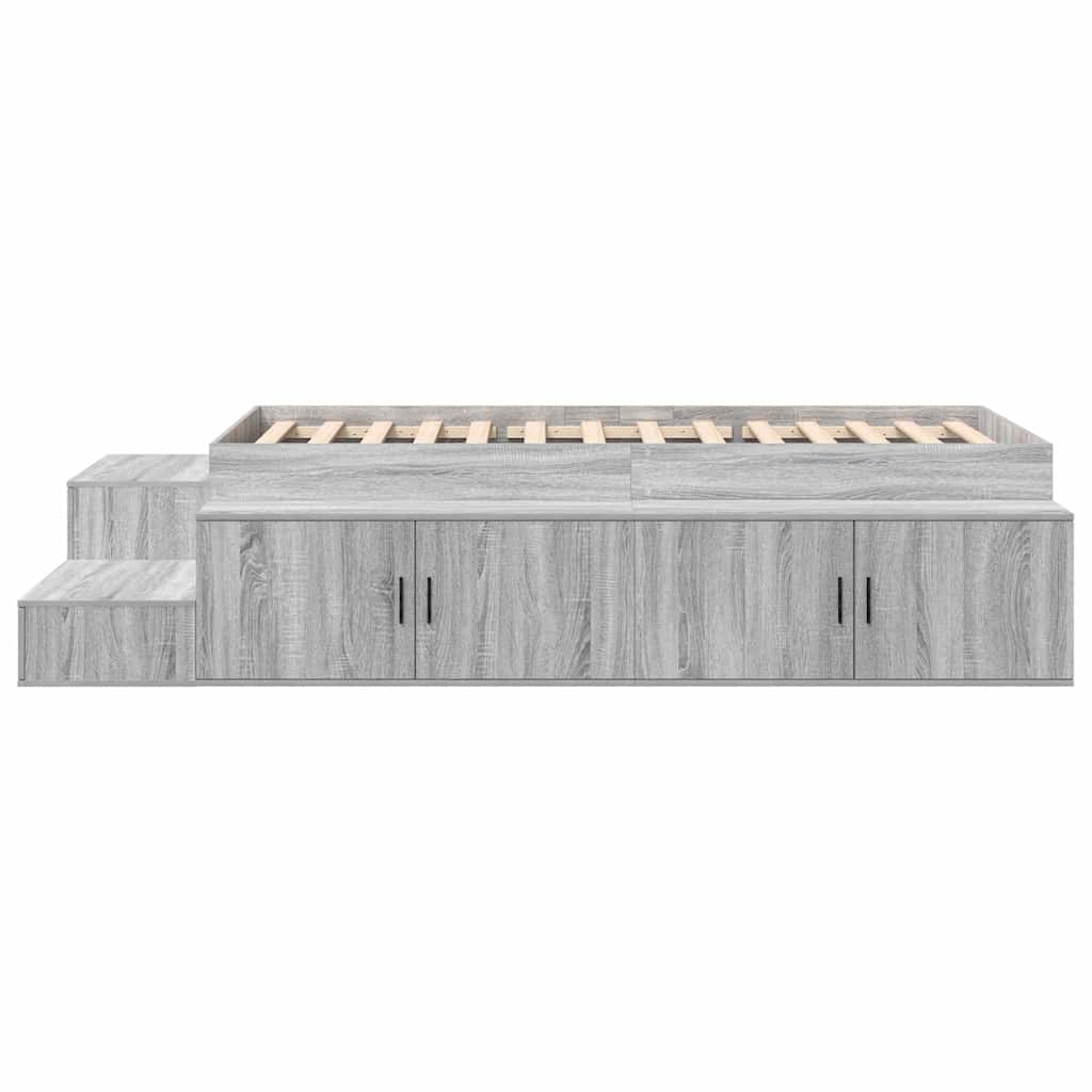 Cadre de lit avec rangement Gris Sonoma 75 cm Bois d'ingénierie - XIOS