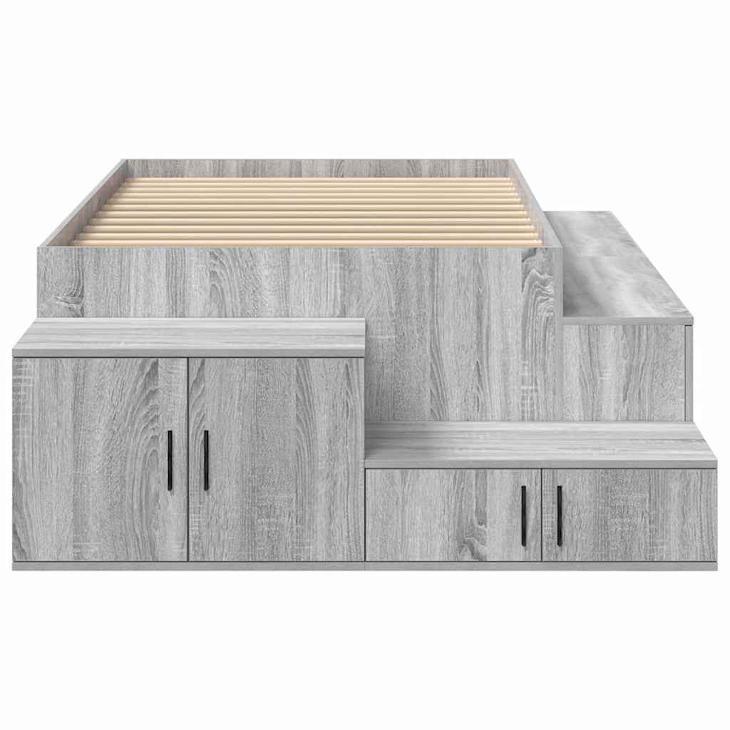 Cadre de lit avec rangement Gris Sonoma 75 cm Bois d'ingénierie - XIOS
