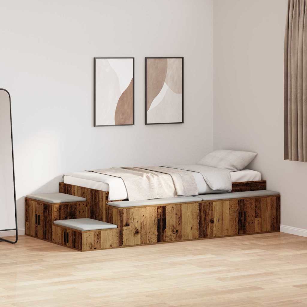 Cadre de lit avec rangement Bois ancien 234 x 103 x 53.5 cm - XIOS