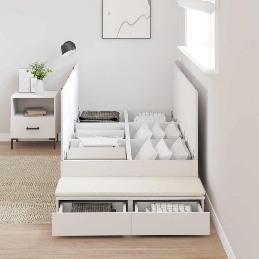 Cadre de lit avec rangement Blanc 90 cm Bois d'ingénierie - XIOS