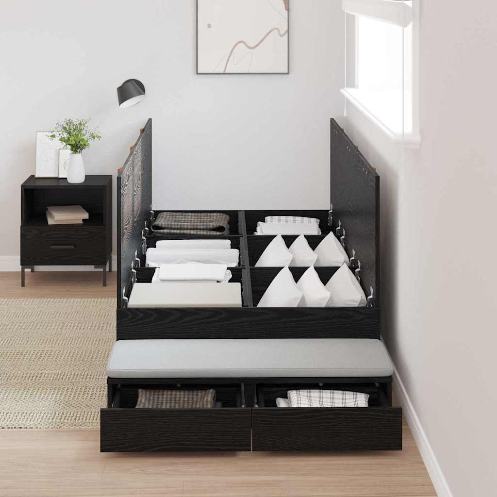 Cadre de lit avec rangement Chêne noir 90 cm Bois d'ingénierie - XIOS