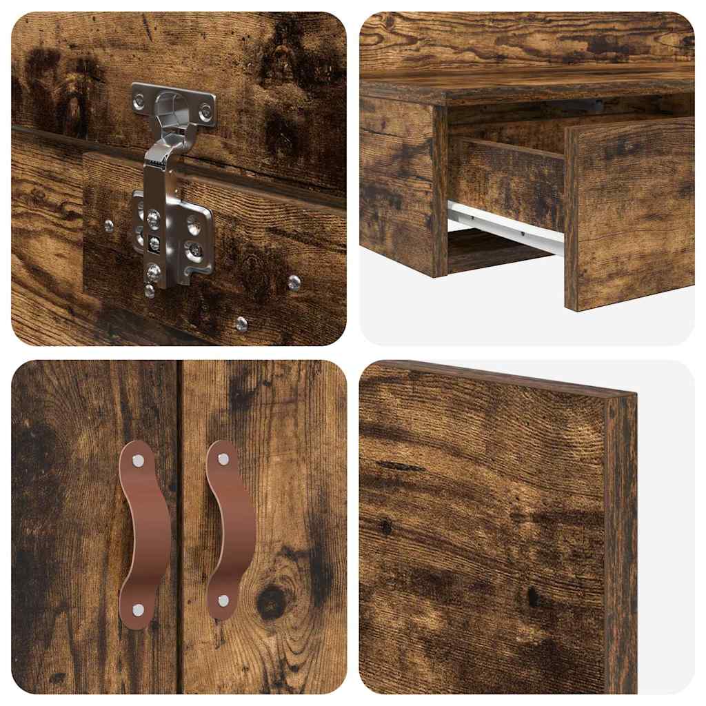 Cadre de lit avec rangement Chêne fumé 90 cm Bois d'ingénierie - XIOS