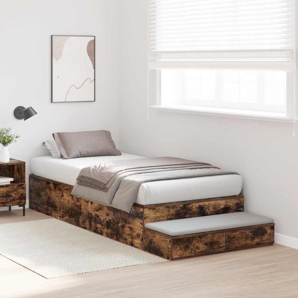 Cadre de lit avec rangement Chêne fumé 90 cm Bois d'ingénierie - XIOS