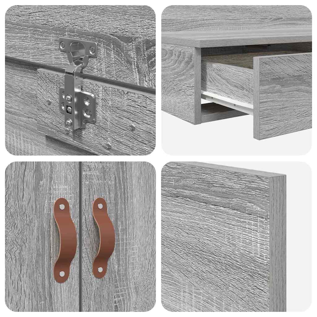 Cadre de lit avec rangement Gris Sonoma 90 cm Bois d'ingénierie - XIOS