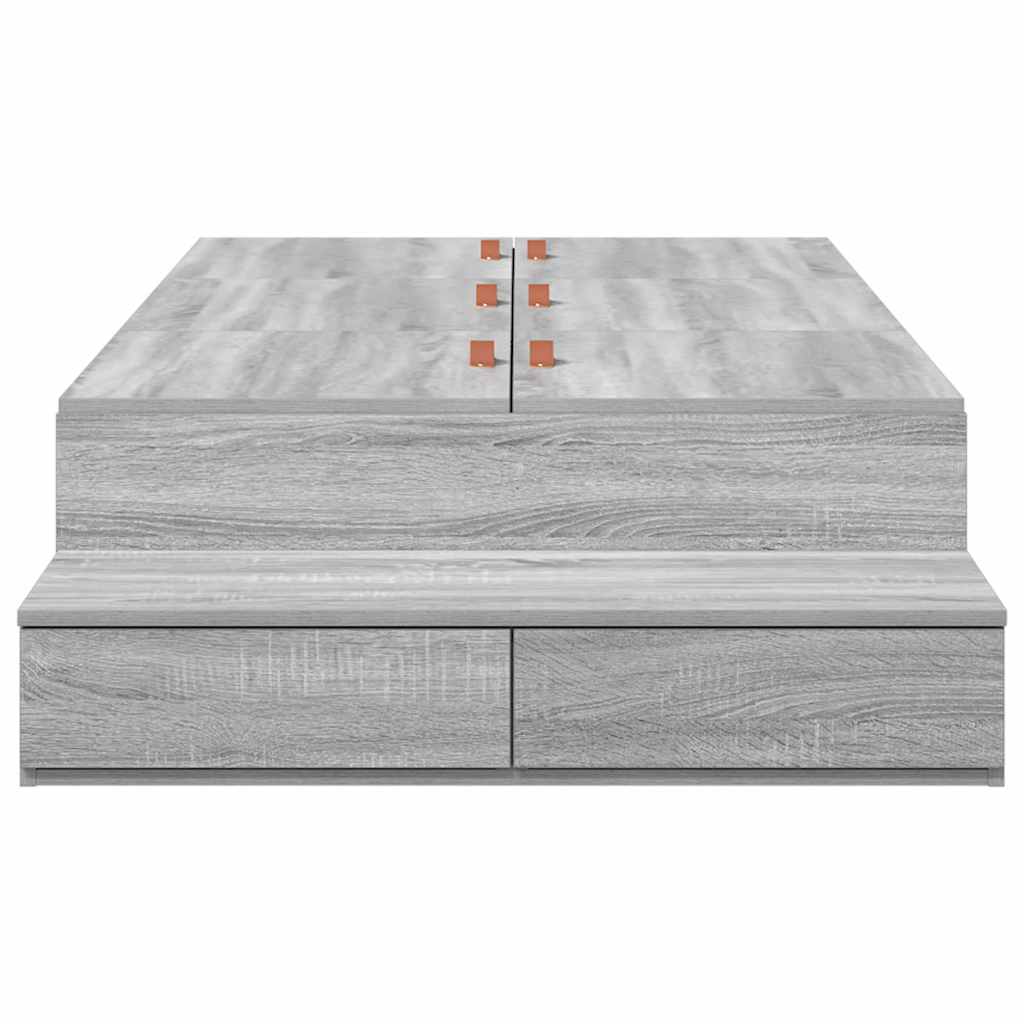 Cadre de lit avec rangement Gris Sonoma 90 cm Bois d'ingénierie - XIOS