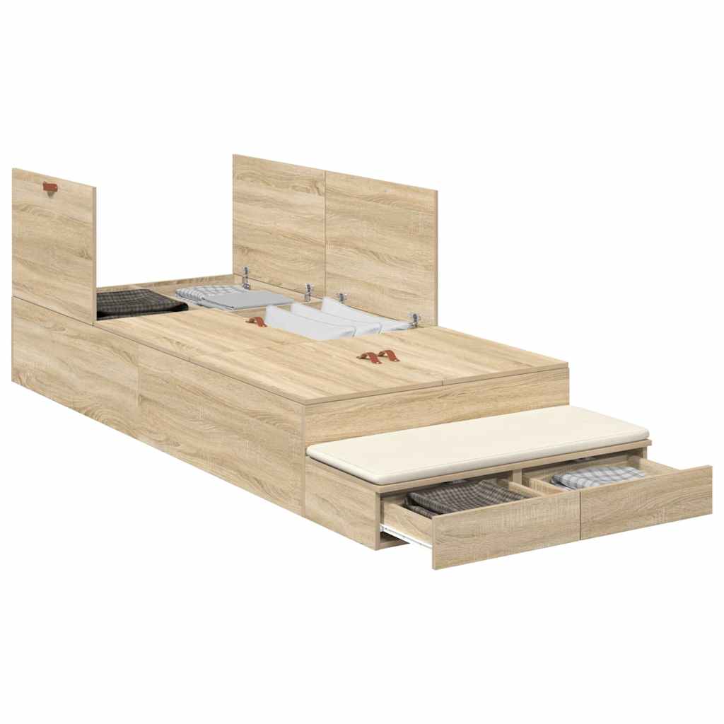 Cadre de lit avec rangement avec tiroir Chêne Sonoma 100 cm - XIOS