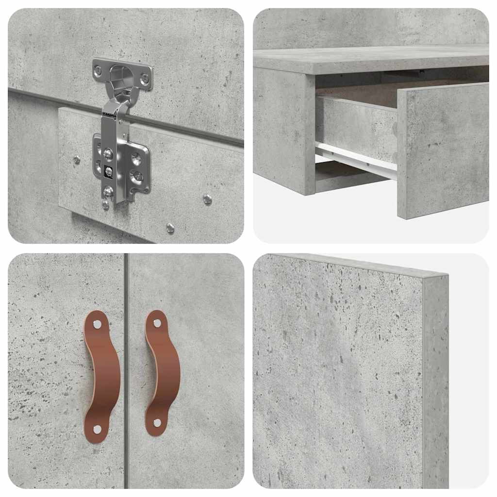 Cadre de lit avec rangement Gris béton 100 cm Bois d'ingénierie - XIOS