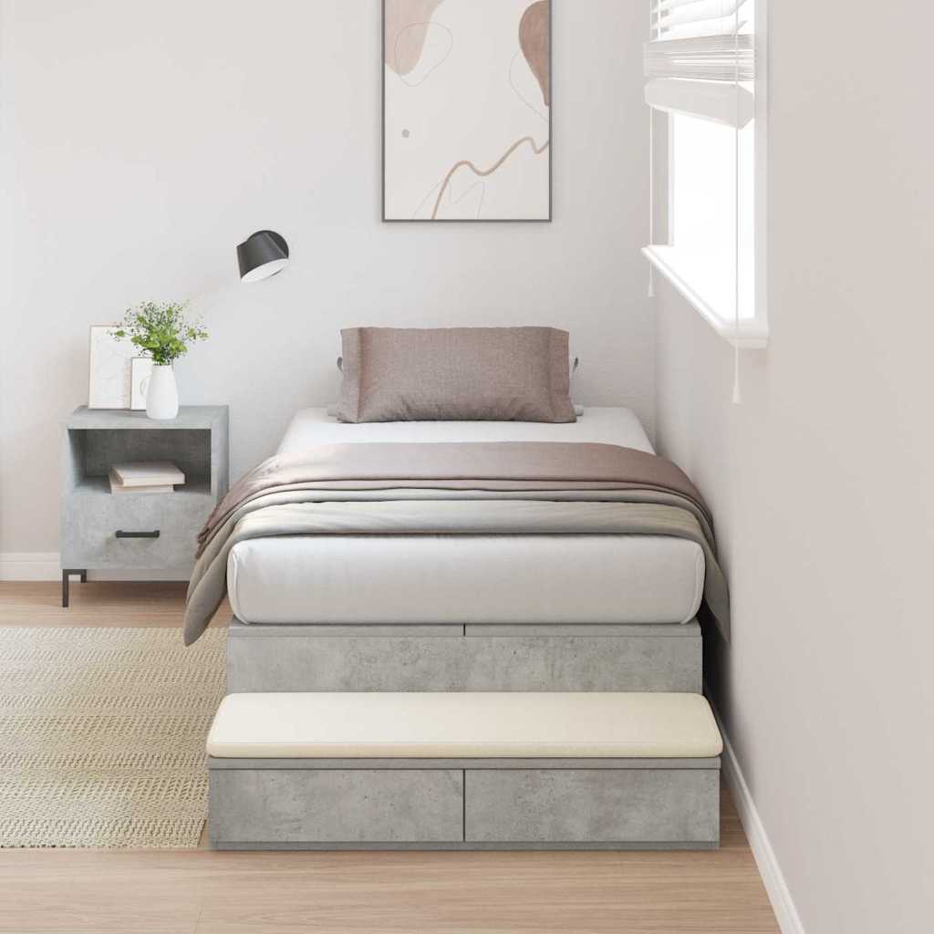 Cadre de lit avec rangement Gris béton 100 cm Bois d'ingénierie - XIOS