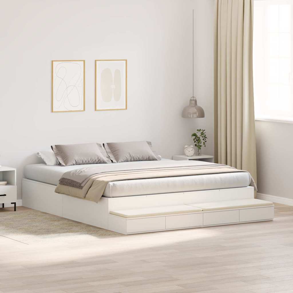 Cadre de lit avec rangement Blanc 200 cm Bois d'ingénierie - XIOS
