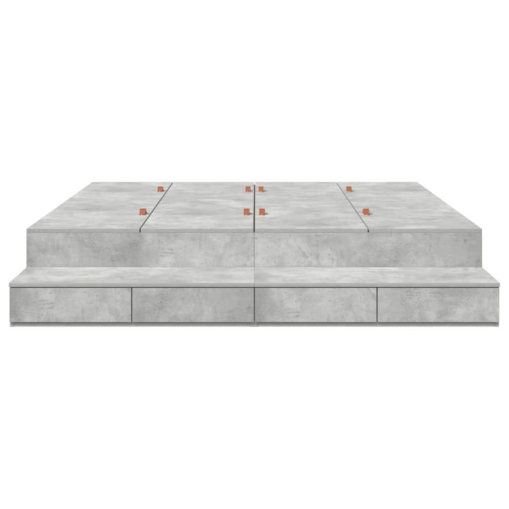 Cadre de lit avec rangement Gris béton 200 cm Bois d'ingénierie - XIOS