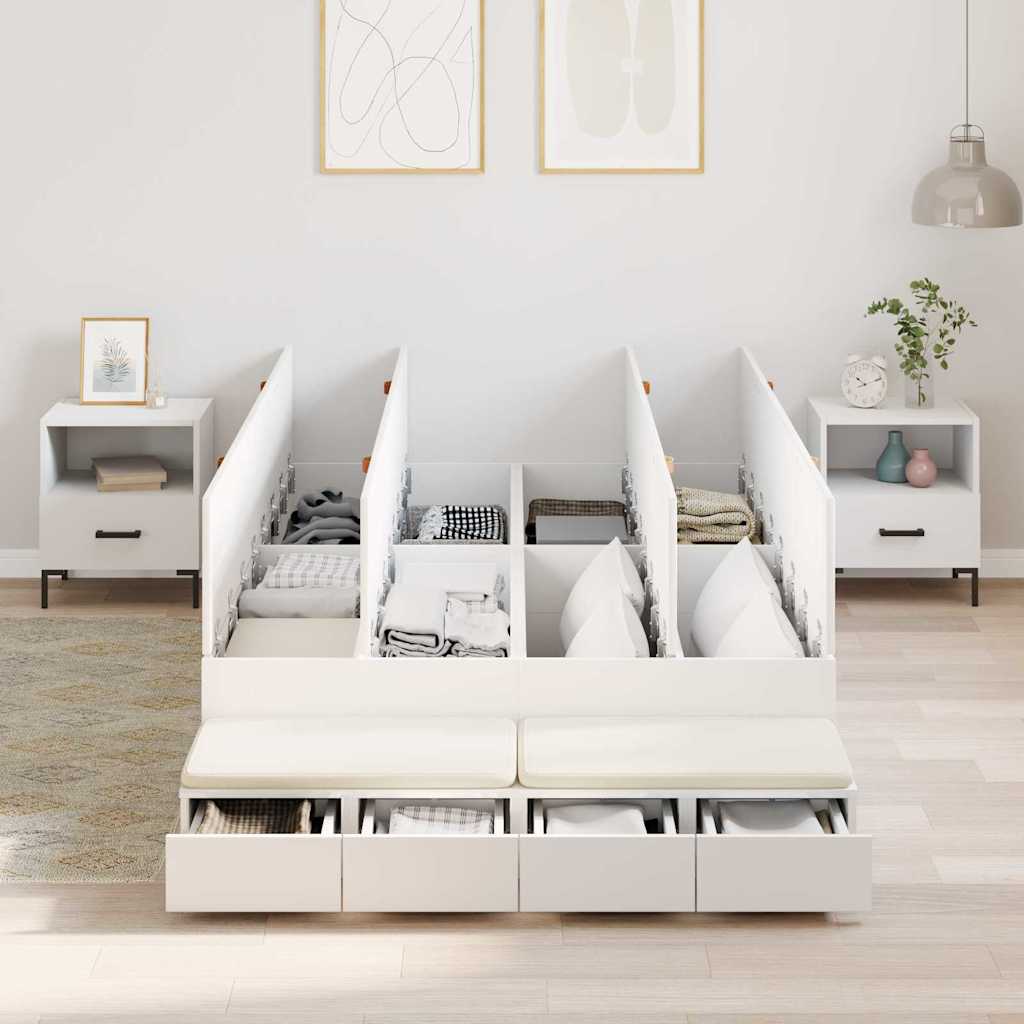 Cadre de lit avec rangement Blanc 120 cm Bois d'ingénierie