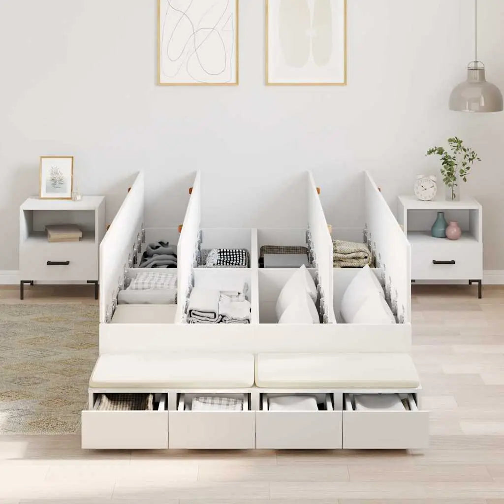 Cadre de lit avec rangement Blanc 120 cm Bois d’ingénierie - XIOS