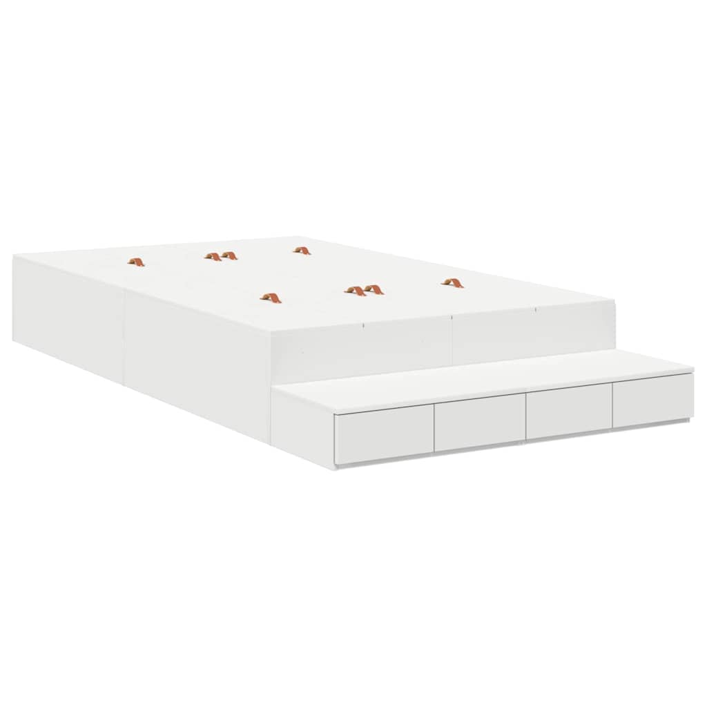 Cadre de lit avec rangement Blanc 120 cm Bois d'ingénierie