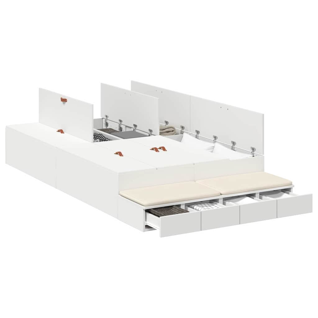 Cadre de lit avec rangement Blanc 120 cm Bois d'ingénierie
