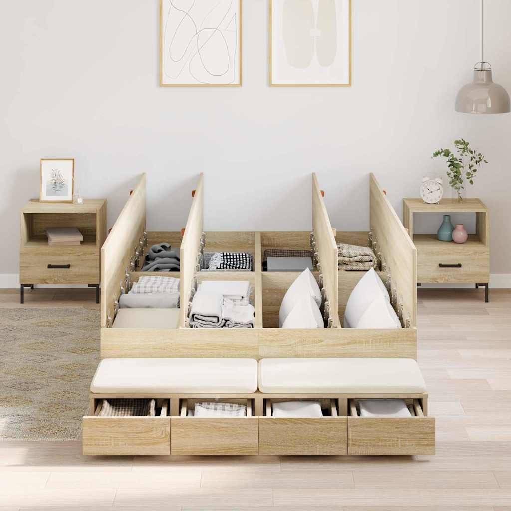 Cadre de lit avec rangement avec tiroir Chêne Sonoma 120 cm - XIOS