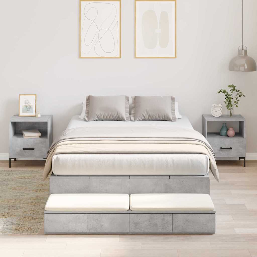 Cadre de lit avec rangement Gris béton 120 cm Bois d'ingénierie - XIOS