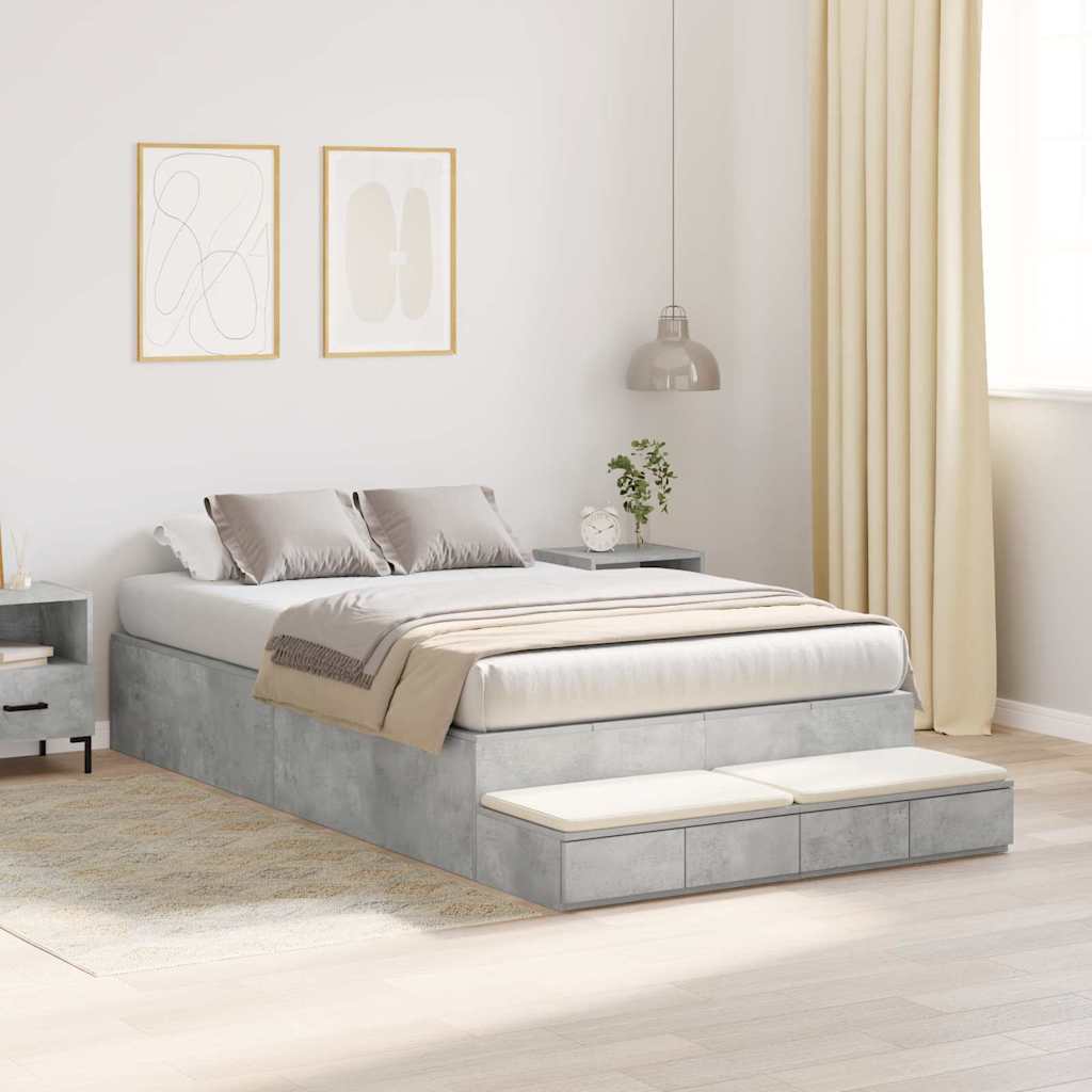 Cadre de lit avec rangement Gris béton 120 cm Bois d'ingénierie - XIOS