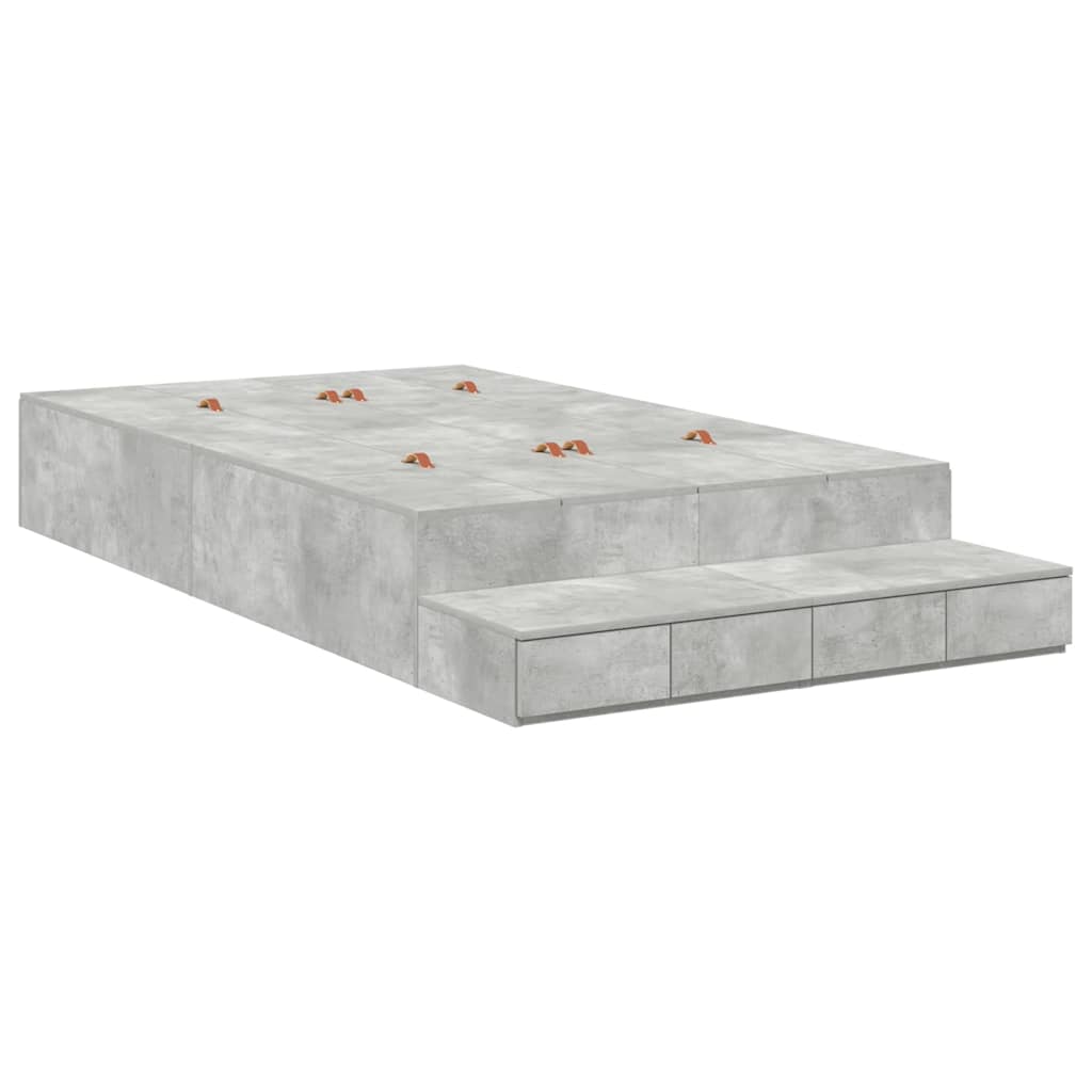 Cadre de lit avec rangement Gris béton 120 cm Bois d'ingénierie - XIOS