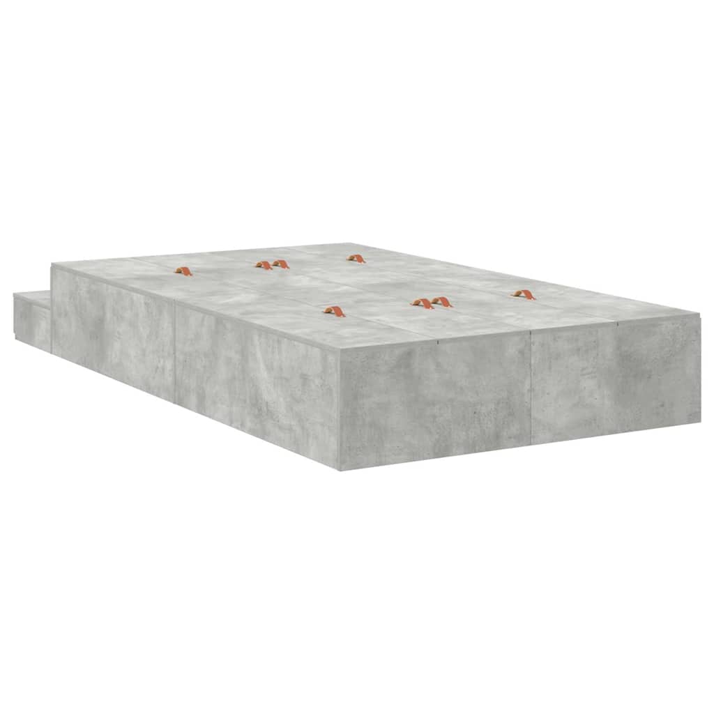 Cadre de lit avec rangement Gris béton 120 cm Bois d'ingénierie - XIOS