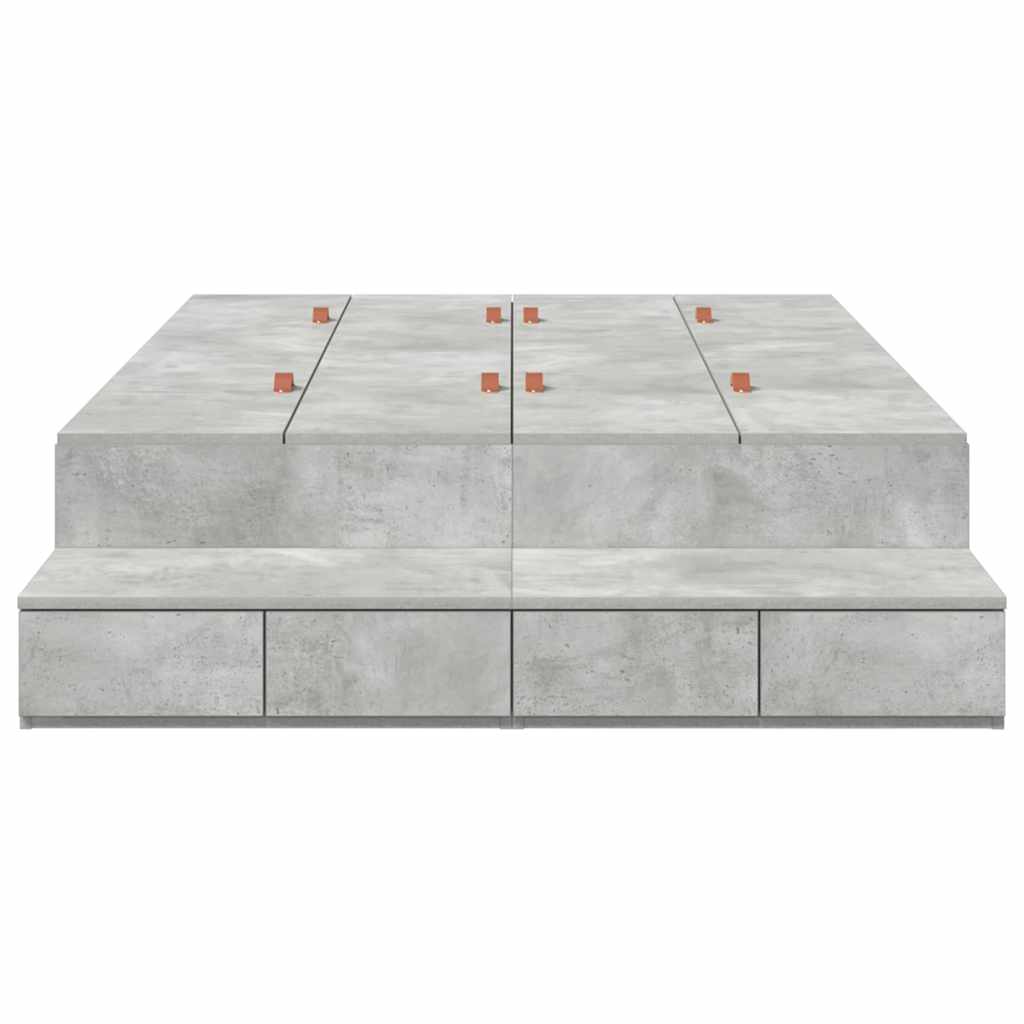 Cadre de lit avec rangement Gris béton 120 cm Bois d'ingénierie - XIOS