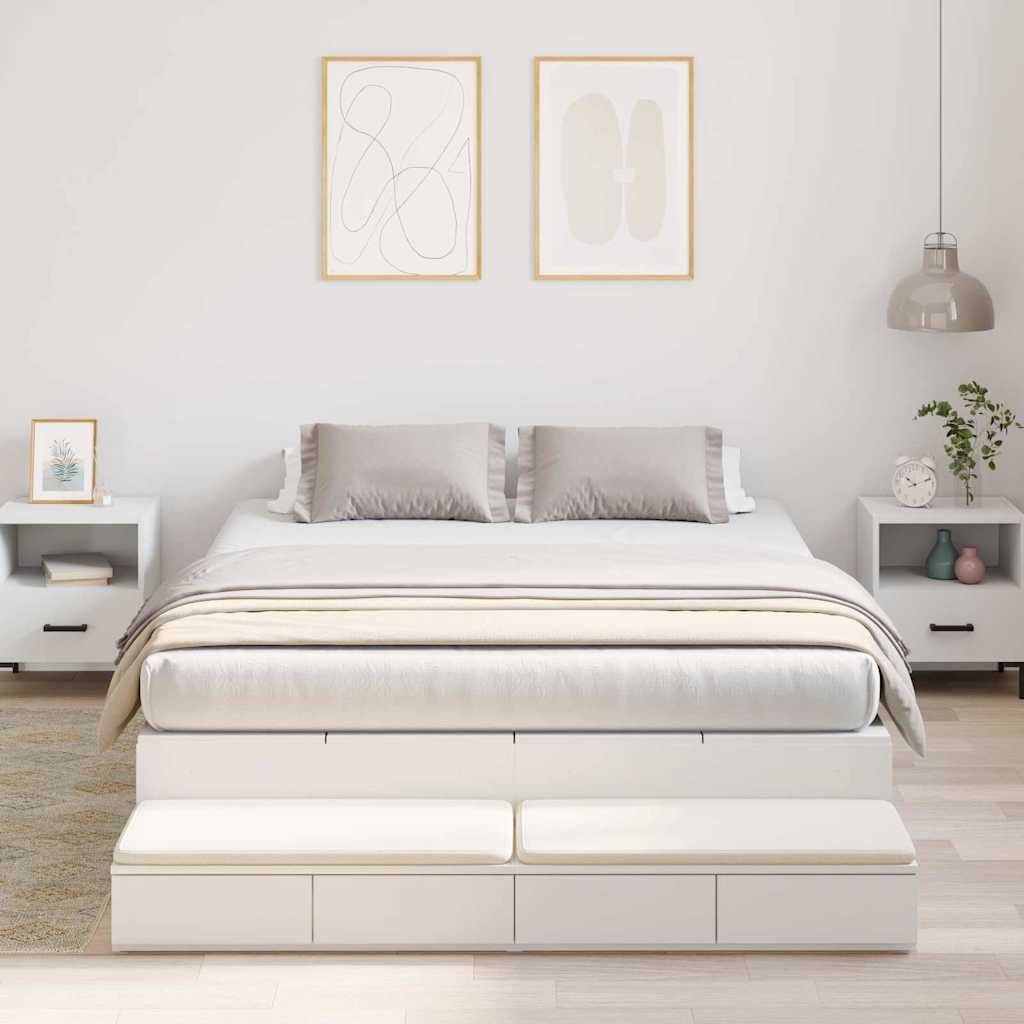 Cadre de lit avec rangement Blanc 236.5 x 140 x 31.5 cm - XIOS