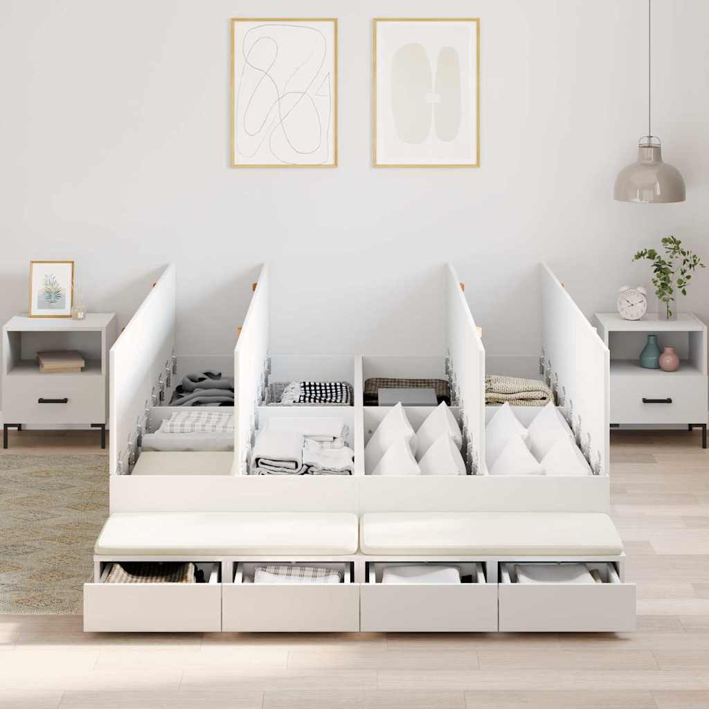 Cadre de lit avec rangement Blanc 236.5 x 140 x 31.5 cm - XIOS