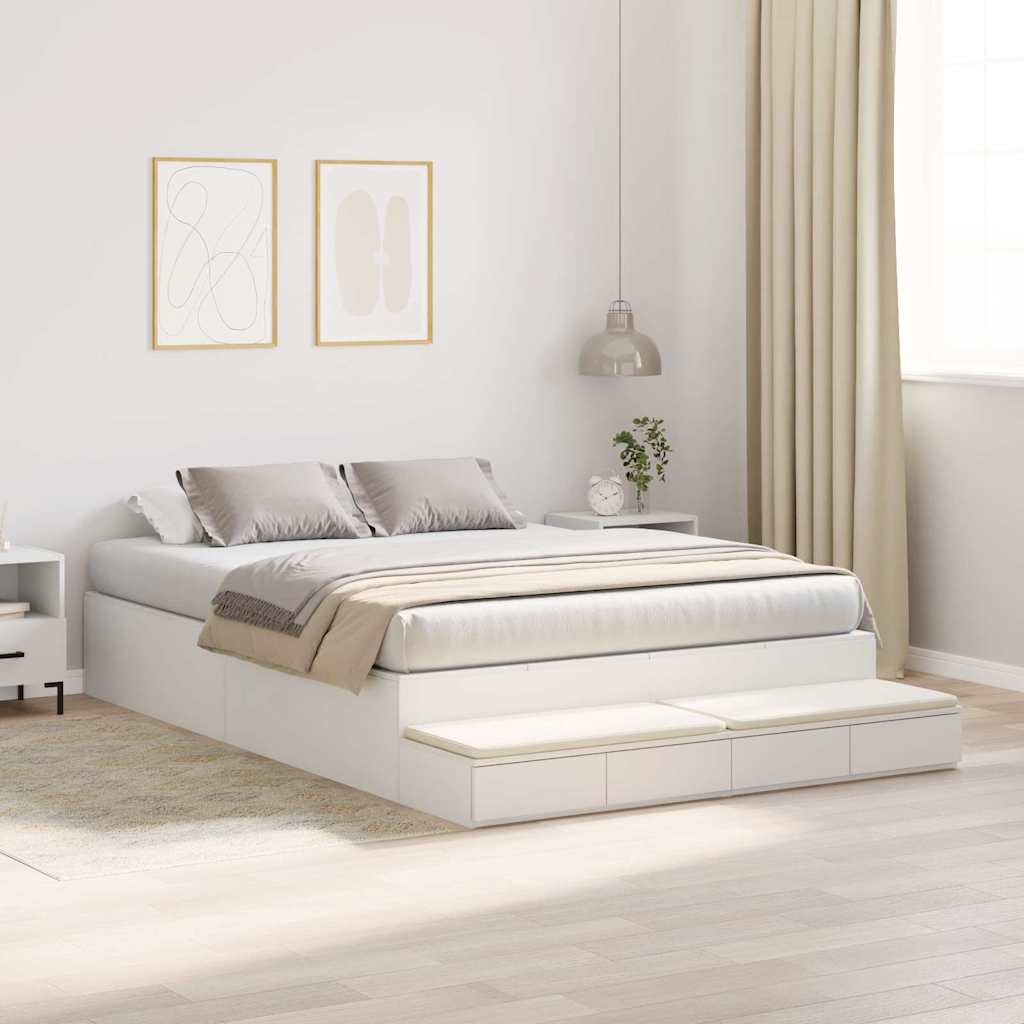 Cadre de lit avec rangement Blanc 150 cm Bois d'ingénierie - XIOS