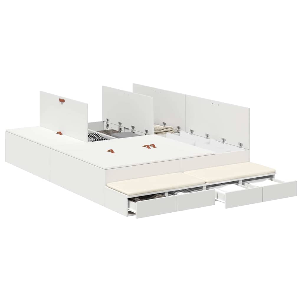 Cadre de lit avec rangement Blanc 150 cm Bois d'ingénierie - XIOS