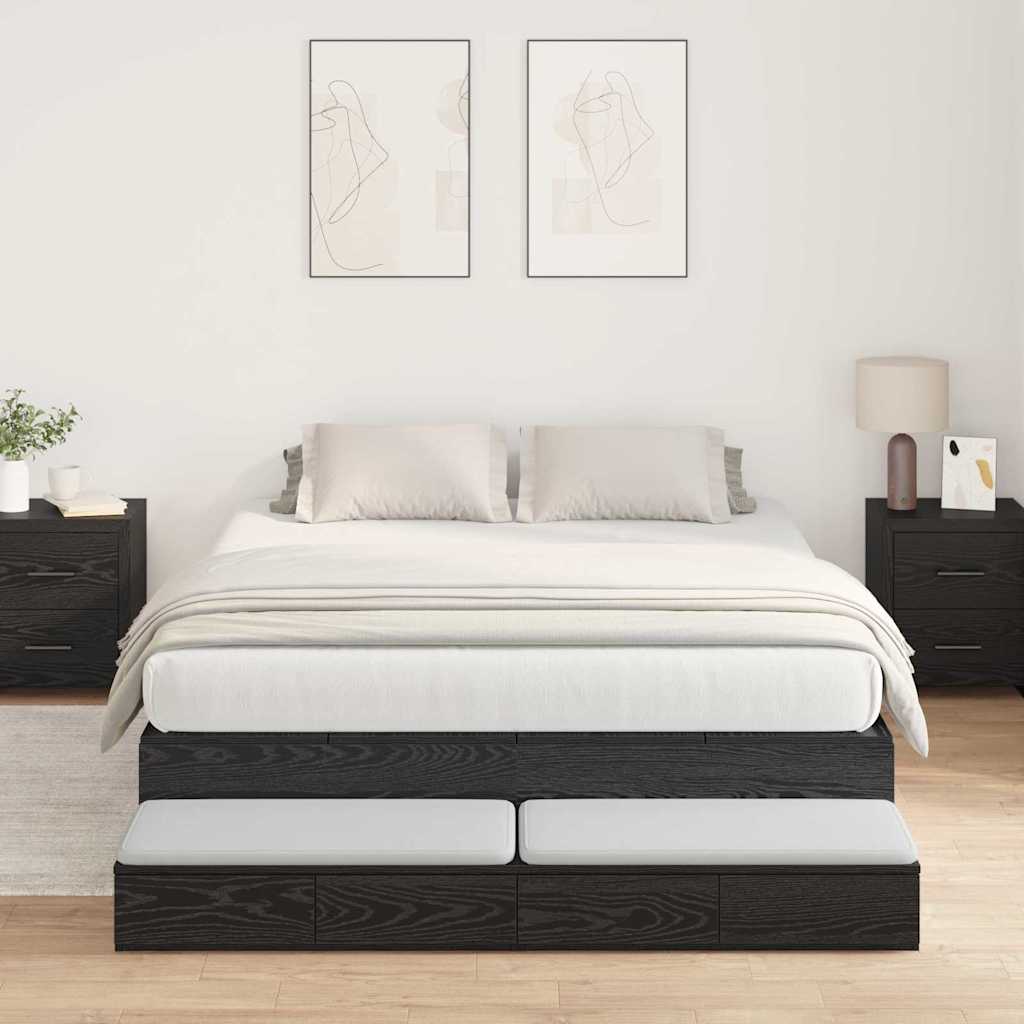 Cadre de lit avec rangement Chêne noir 150 cm Bois d'ingénierie - XIOS