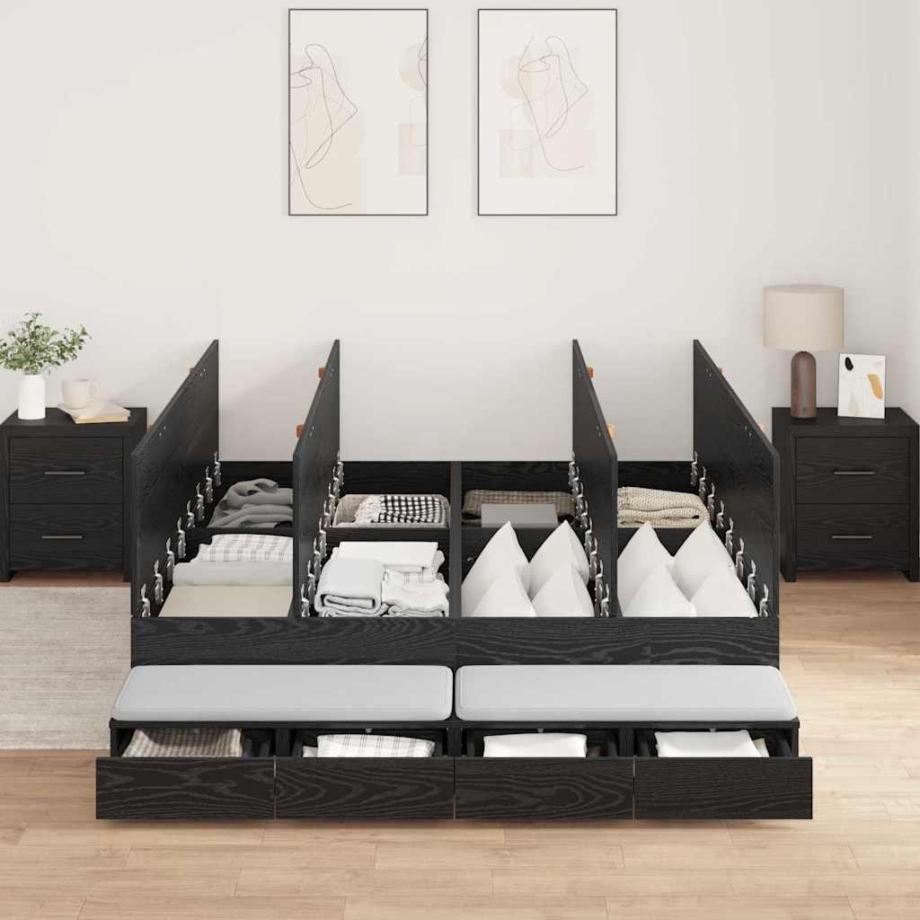 Cadre de lit avec rangement Chêne noir 150 cm Bois d'ingénierie - XIOS
