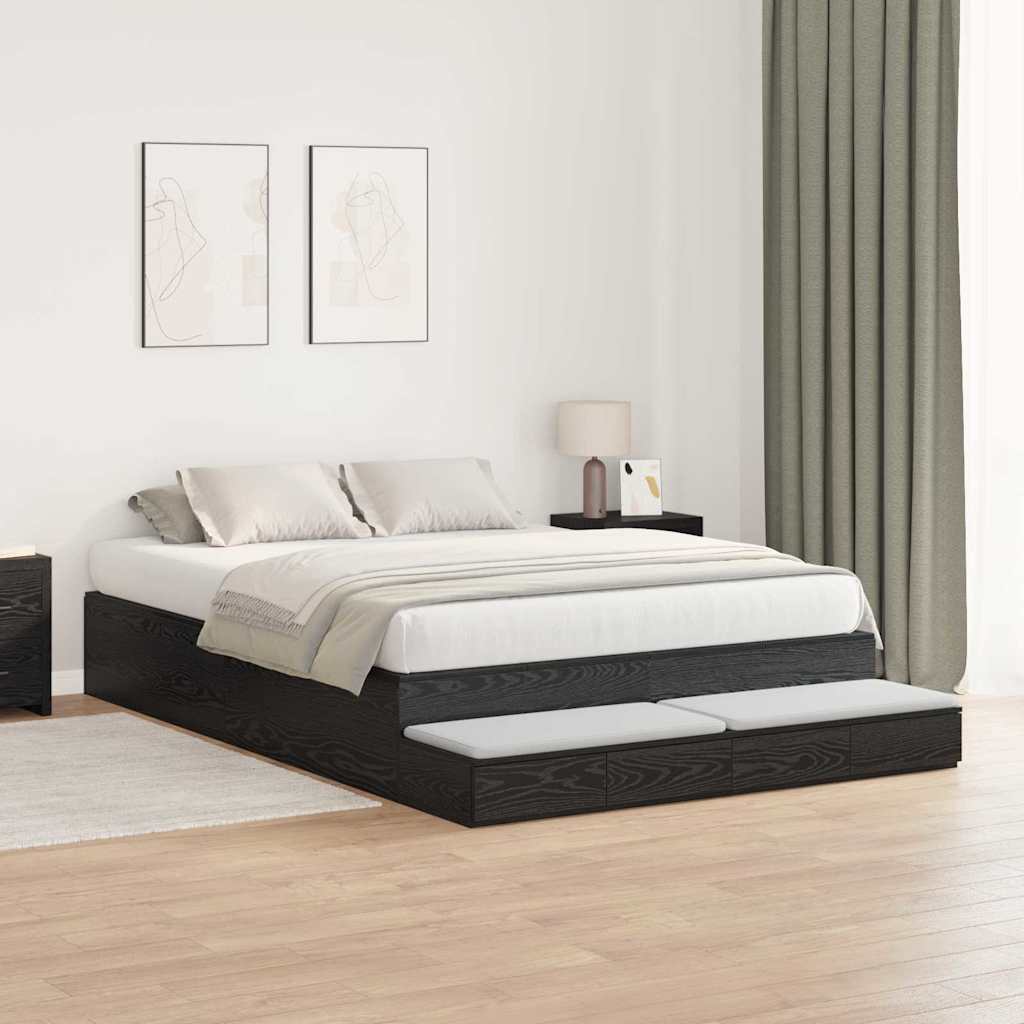 Cadre de lit avec rangement Chêne noir 150 cm Bois d'ingénierie - XIOS
