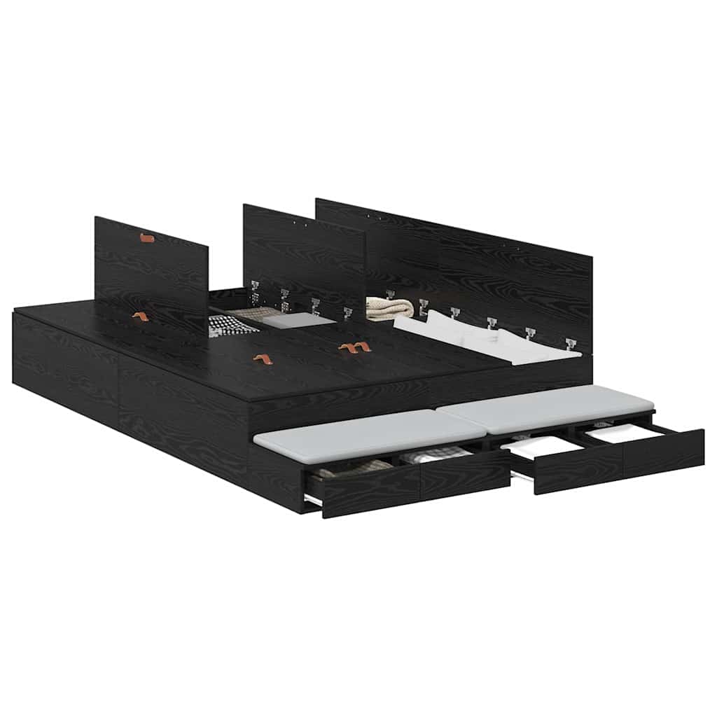 Cadre de lit avec rangement Chêne noir 150 cm Bois d'ingénierie - XIOS