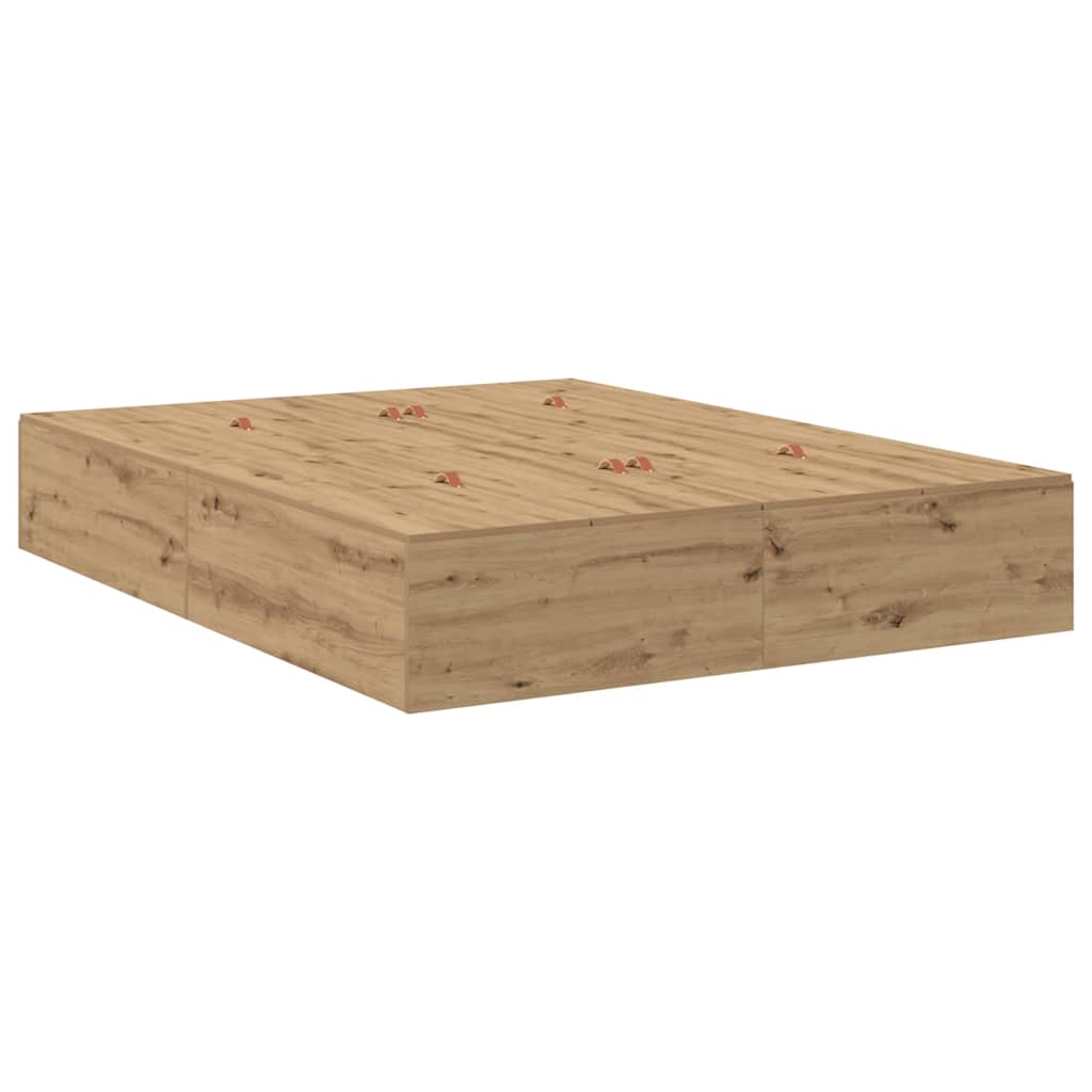 Cadre de lit avec rangement avec tiroir Chêne artisanal 150 cm - XIOS