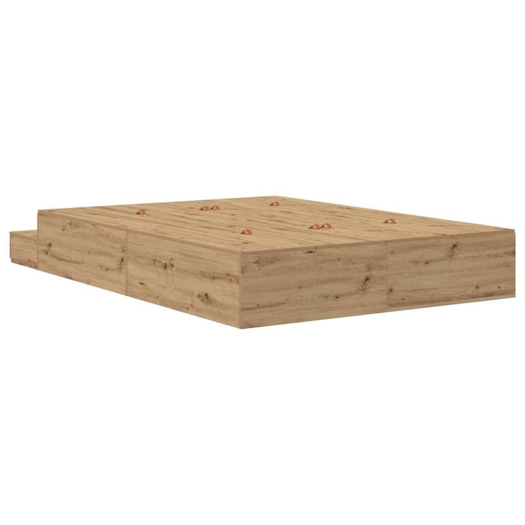 Cadre de lit avec rangement avec tiroir Chêne artisanal 150 cm - XIOS