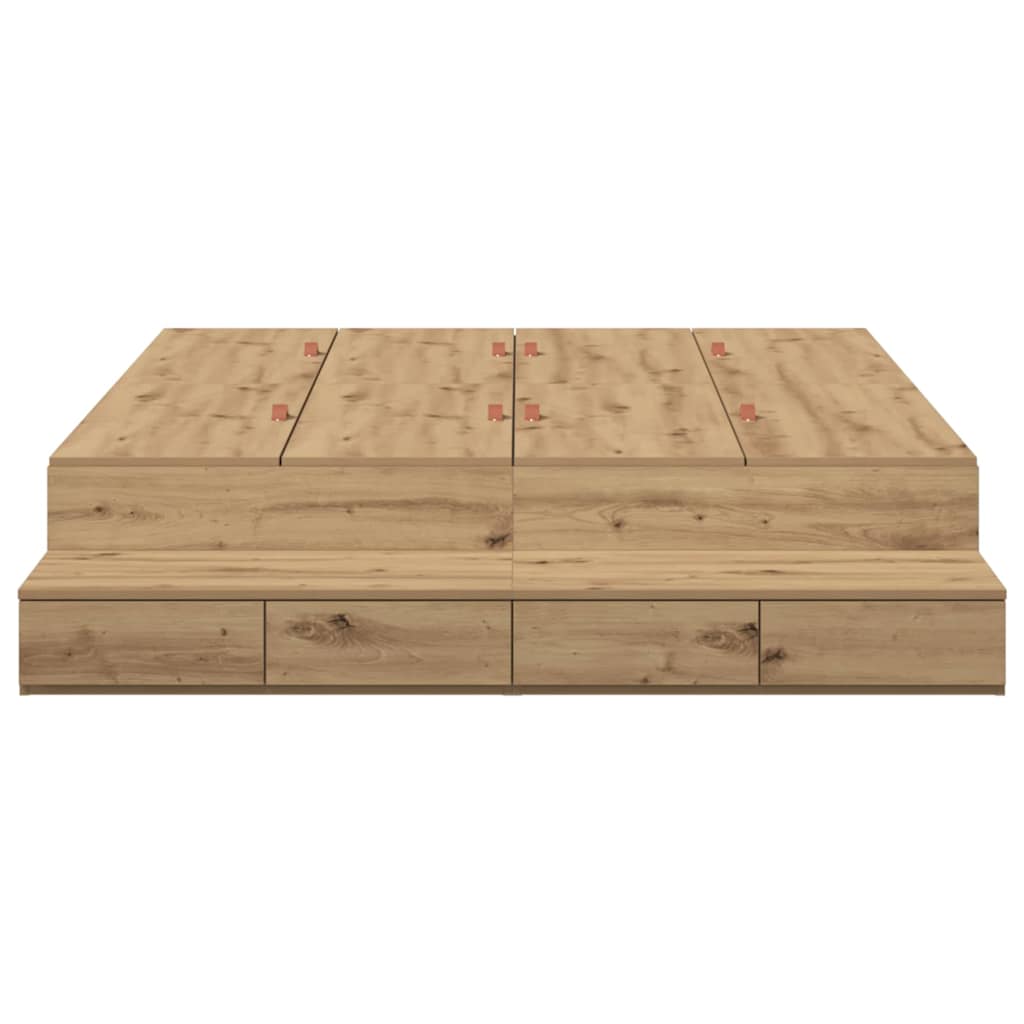 Cadre de lit avec rangement avec tiroir Chêne artisanal 150 cm - XIOS