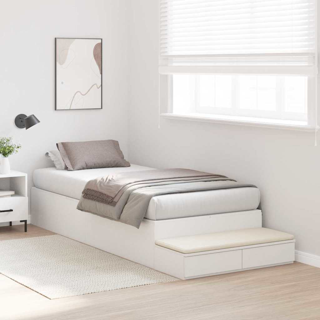 Cadre de lit avec rangement Blanc 90 cm Bois d'ingénierie - XIOS