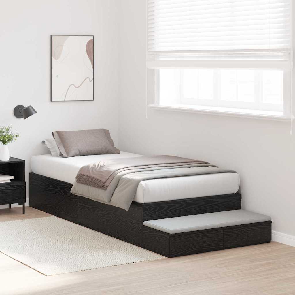 Cadre de lit avec rangement Chêne noir 90 cm Bois d'ingénierie - XIOS