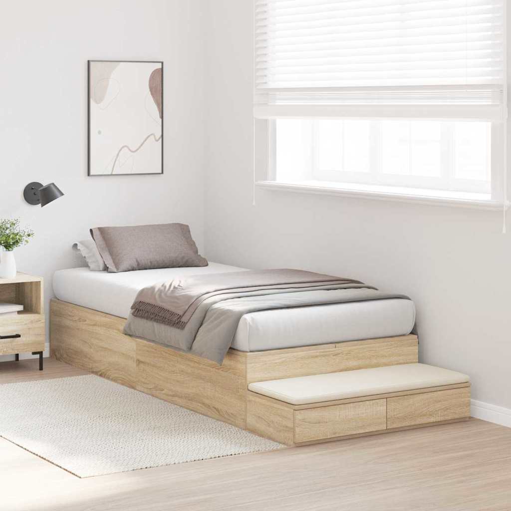 Cadre de lit avec rangement avec tiroir Chêne Sonoma 90 cm - XIOS