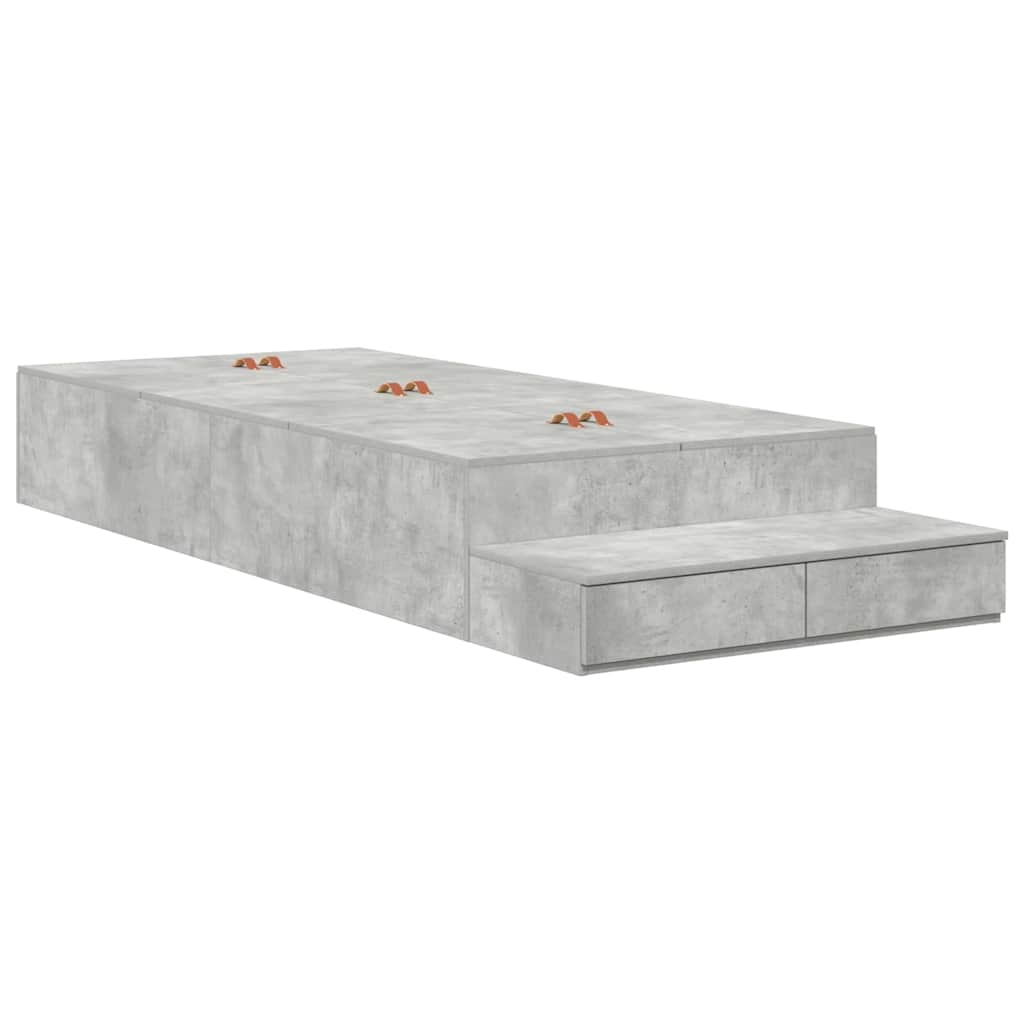 Cadre de lit avec rangement Gris béton 90 cm Bois d'ingénierie - XIOS