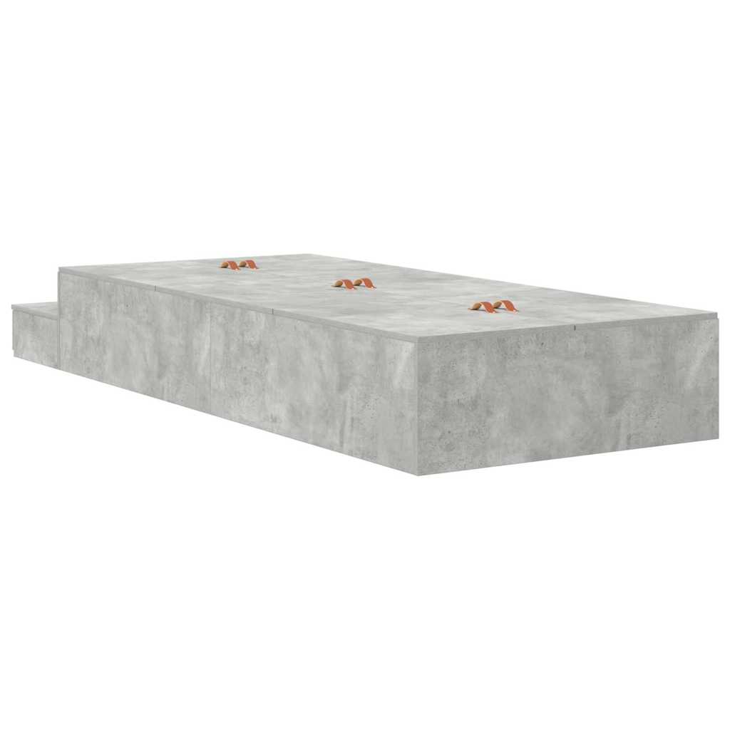 Cadre de lit avec rangement Gris béton 90 cm Bois d'ingénierie - XIOS