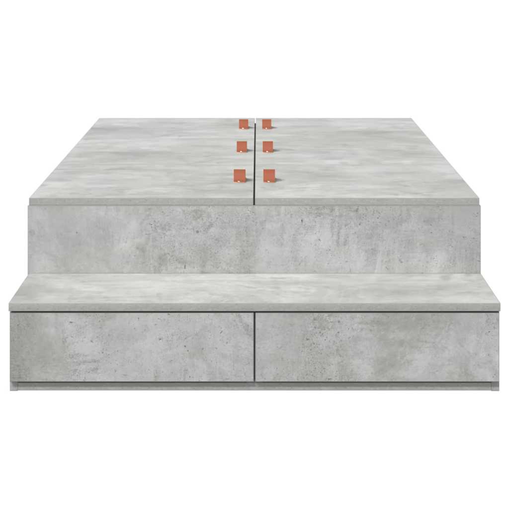 Cadre de lit avec rangement Gris béton 90 cm Bois d'ingénierie - XIOS